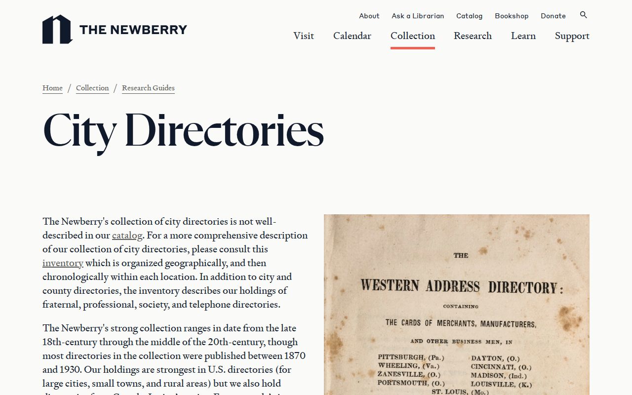 Northbrook city directory research using the Newberry guide