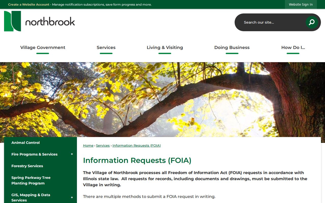 Northbrook residents directory Village FOIA request channels