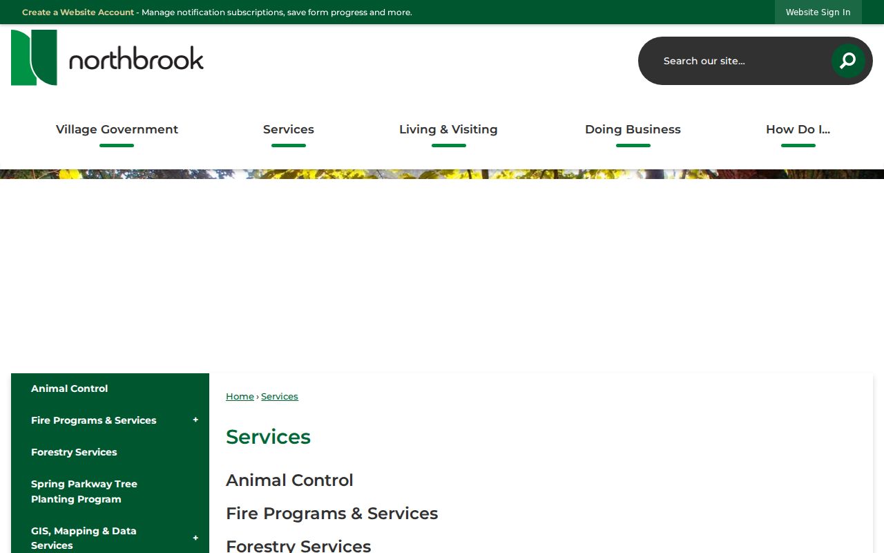 Northbrook residents directory Village services routes