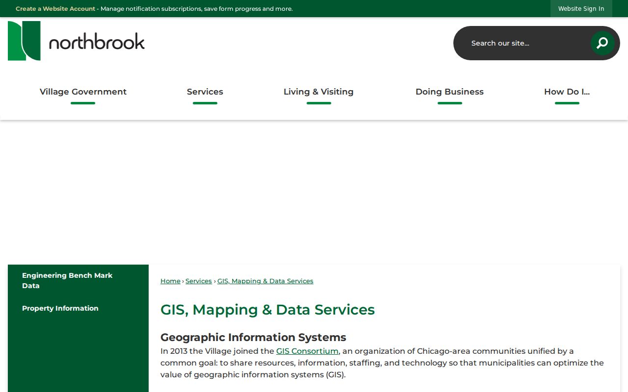 Northbrook GIS mapping services page for block and parcel research