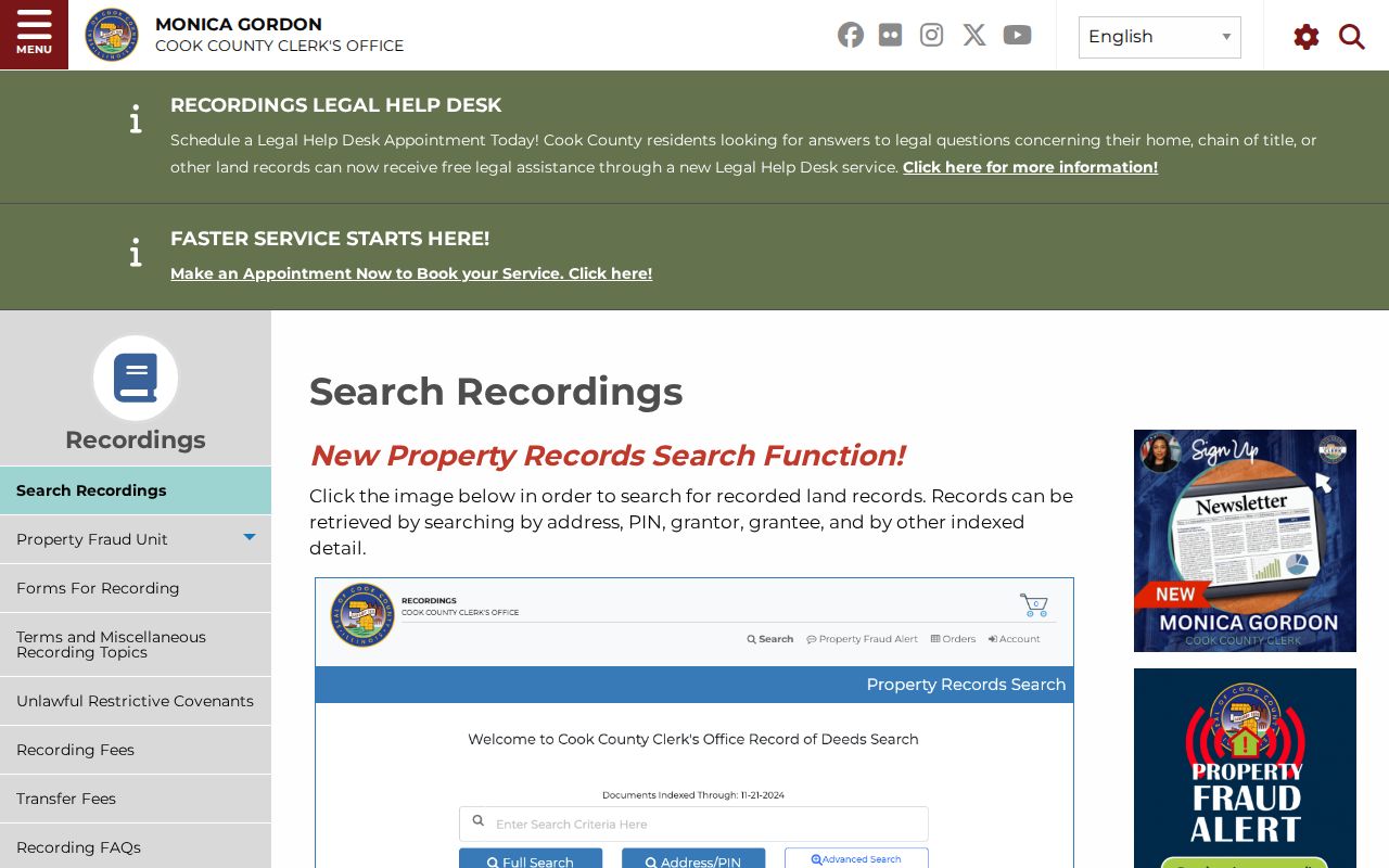 Cook County recorded deed and instrument search for a Northbrook street