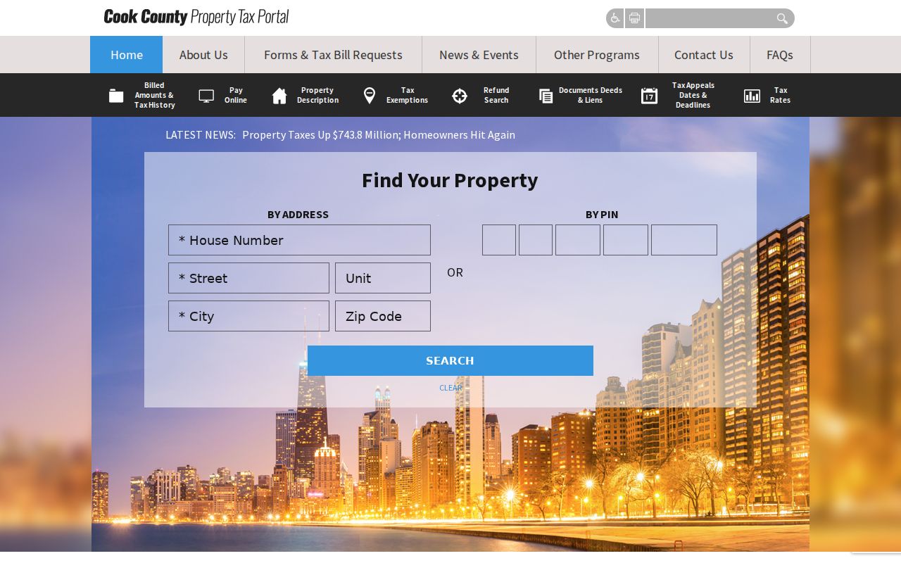 Cook County property portal address search used to compare Northbrook ZIP fields